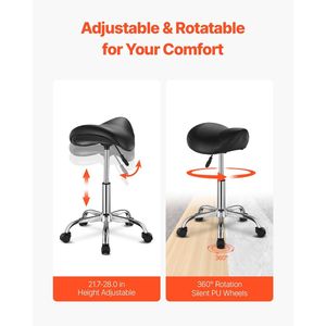 Sedia ergonomica da 450 libbre con capacità girevole in pelle sintetica regolabile in altezza per salone Spa massaggio Tattoo Clinic - Product Image 4