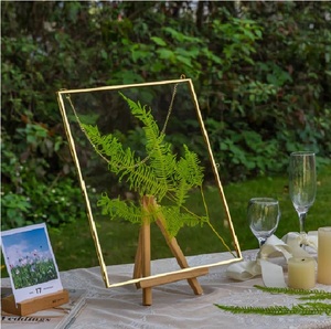 Brass Rectangular <b>Mirror</b> Frame <b>Tabletop</b> Display Handmade Metal Stand Horizontal Orientation Decorative Frame - Product Image 1