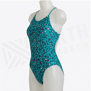 Maillot de bain une pièce imprimé léopard pour femme, col halter, en spandex et polyester, extensible, coupe régulière, tricoté à motifs - Product Image 3