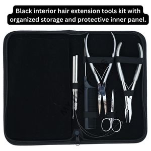 New Silver <b>Hair</b> Extension Pliers Kit with Bead Opening & Closing Tool Micro Ring <b>Crimper</b> Pulling Hook Loop Clips and Accessories - Product Image 5
