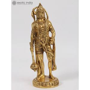Sculpture en laiton faite à la main de 10 pouces de Hanuman le formidable guerrier indien - Product Image 3