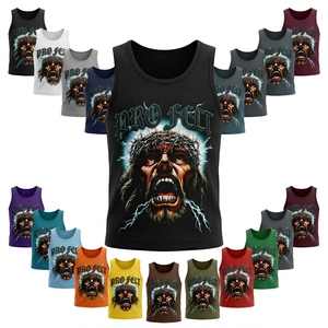 Fashionable Custom <b>Logo</b> Graphic Design Sleeveless Tank Top Punk Rock Whole Sale Print Muscle Streetwear Fitness Summer T Shirts - Product Image 1