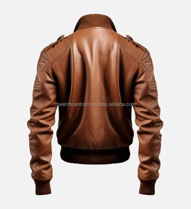 Logo personnalisé de haute qualité hommes coupe-vent veste en cuir robuste à la mode prix de vente entier avec col montant - Product Image 3