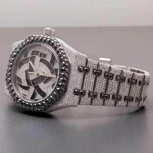 Reloj de Diamante Moissanite con Corte Redondo D VVS1, con Función de Fecha, Estilo Hip Hop, Caja de Acero, para Hombre y Mujer - Fabricante Indio - Product Image 3