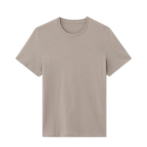 Camiseta de Manga Corta para Hombre, Cuello Redondo, Color Marrón, Corte Regular, Color Sólido, Informal, Tejido de Punto, 100% Algodón - Product Image 5