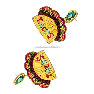 Pendientes de cuentas hechos a mano estilo clásico de fiesta de la India para mujeres y niñas - Product Image 1