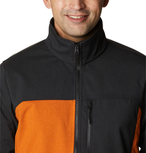 <b>Men's</b> Color Blocking <b>Windbreaker</b> Jacket Orange <b>Black</b> Zipper Casual Autumn Outerwear Fleece Stand Collar Regular Fit - Product Image 5