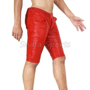 Shorts en cuir véritable noir pour homme, coupe slim, haute qualité, sur mesure, toutes tailles et couleurs. - Product Image 3