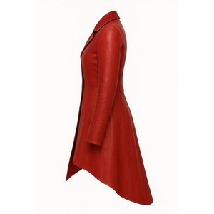 Gabardina Elegante Roja de Cuero Sintético para Mujer, Estilo Victoriano Steampunk con Doble Botonadura 2026 - Product Image 3
