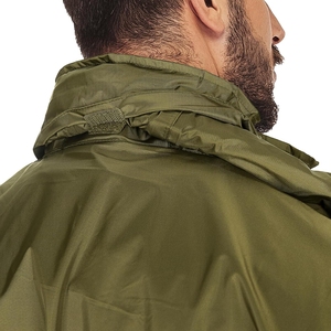 Chaqueta Impermeable con Capucha para Hombre, Color Verde Oliva, con Cierre de Cremallera, Ropa Casual para Exteriores, Temporada de Primavera, Corte Regular, Cuello Alto - Product Image 4