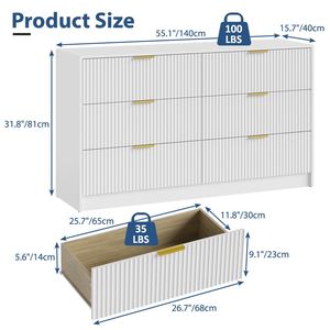 Comò moderno a 6 cassetti per camera da letto o soggiorno armadio in legno con maniglie in metallo organizzatore armadio - Product Image 6