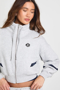 Conjunto Deportivo para Mujer con Rayas en Contraste, Chaqueta Corta con Cierre y Cuello Alto, Pantalones Anchos de Pierna Recta, Ropa Deportiva de Algodón y Felpa, OEM - Product Image 4