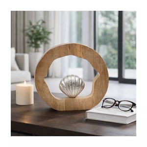Sculpture Circulaire en Bois Faite à la Main, Décoration de Table Thème Coquillage, Artisanat Minimaliste Thème Animal, Art pour Salon - Product Image 6