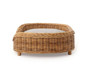 Round Pet Bed Thick Rim Rattan Cat Bed Cozy Deep Pet Basket with Soft Cushion Comfortable Pet Sleeping Bed Indoor Pet Furniture - Product Image 3