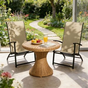 Set di Sedie da Pranzo Pieghevoli Beige per Esterni, Terrazza, Campeggio e Giardino (Solo Sedie) - Product Image 4