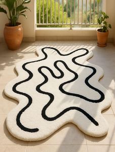 Tapis en laine tufté à la main sur mesure, en forme de section de canapé d'angle, pour penthouse - Product Image 1