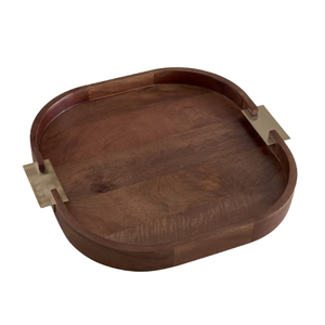 Handcrafted Acacia Wood Serving <b>Tray</b> With <b>Black</b> Metal Handles Rustic Rectangular Platter For Breakfast Coffee Table And Home - Product Image 6