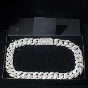 Collar de esqueleto Hiphop con cadena de eslabones de moissanita redonda certificada CMA, de plata de ley 925 chapada en rodio, unisex, joyería pesada para fiestas - Product Image 3