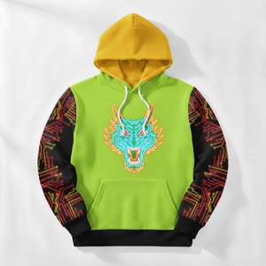 Sweat à capuche pour homme en coton 100% uni, style hip-hop, avec impression numérique de circuit imprimé sur la manche, sublimation haute définition - Product Image 1
