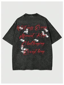 Camiseta de hombre oversize de corte holgado con hombros caídos, estampada, de manga corta, de algodón, estilo casual y streetwear. - Product Image 4