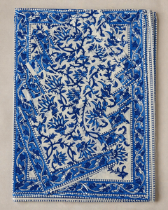 Traditional Indian Hand Block Print Table Mats White Cotton Placemats <b>Blue</b> Carry Design Vegetable Color Export Quality Set - Product Image 1