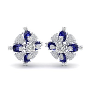 Boucles d'oreilles REYES scintillantes en argent sterling 925, certifiées GRA, avec moissanite et saphir bleu, pour femmes, bijoux de mariage - Product Image 5