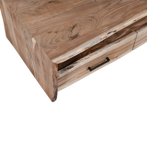 Solid Acacia <b>Wood</b> Live Edge New <b>Square</b> Shape With Two Storage Drawers One Self Bleach Finish Home Living Room <b>Coffee</b> <b>Table</b> - Product Image 5