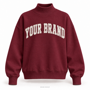 Sudadera Personalizada para Mujer, Color Borgoña, Cuello Alto, Talla Grande, con Apliques Planos y Logotipo Bordado en el Borde, 32 Colores, Tallas XS-3XL - Product Image 1