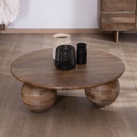 Table basse ronde Vandana Golden Value au design épuré et organique, en bois de manguier massif