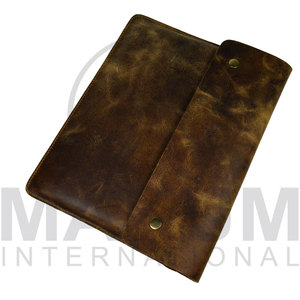 MAKUM INTERNATIONAL Brown Leather <b>Laptop</b> <b>Sleeve</b> with Flap Closure and Inner Pocket for Portable Protection Model MI-LLC-520 - Product Image 2