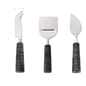 Antique Design Silver Metal <b>Cheese</b> <b>Set</b> with Black resin Handle <b>Cheese</b> Knife & Butter Spreader for Hotels and Restaurants - Product Image 1
