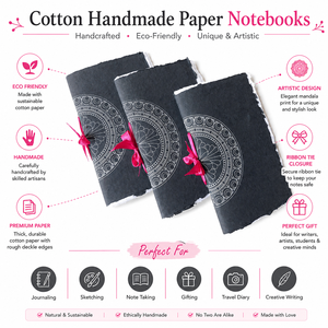 Cahiers en papier fait main en coton, écologiques, pour écrire, dessiner, journal artisanal, pour le bureau, l'école et les cadeaux - Product Image 6