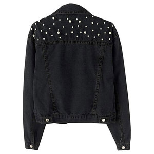 Casual Vintage Streetwear Loose Fit <b>Jeans</b> Coat Trendy Outerwear Women Oversized Denim Jacket <b>Embroidered</b> Pearls Beading Stylish - Product Image 3