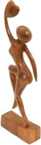 Sculpture figurative abstraite moderne de danseur humain grimpant sur bois poli, représentant la grâce et le rythme du mouvement humain. - Product Image 3