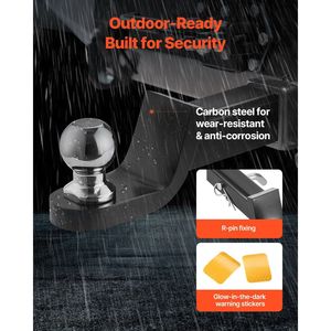 Black 7500 Lbs Trailer Hitch Ball Mount 2 \ "Drop Receiver 2 \" Hitch para Easy Trailering - Product Image 5