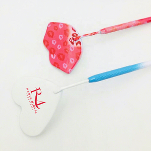 Top Product Heart/Lip Shape /White/Blue Powder Coated/Red Lip Design Paper Coated Diamond Grip Handle Eyelash Extension Mirror - Product Image 5