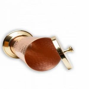 Hammered Copper Tumbler Brass Lid Drinking Mug Copper <b>Cup</b> with Lid for Home Gift Use - Indian Home Crafts - Product Image 2