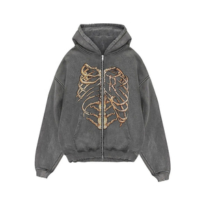 Sweat-shirts d'hiver 100 % coton French Terry pour hommes, délavés à l'acide, personnalisables, effet vieilli, teinture unie, 2 pièces, streetwear respirant - Product Image 1