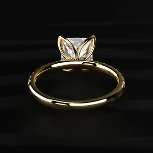 Princess Cut Solitaire CVD Floral <b>Ring</b> With Pave Band With IGI Certified VVS-VS Clarity Buy Direct From <b>Indian</b> Trusted Supplier. - Product Image 5