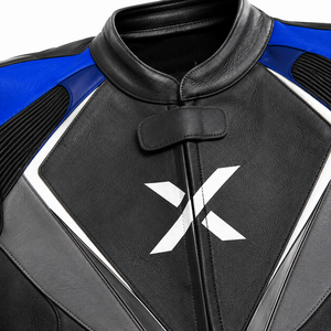Combinaison de moto en cuir une pièce X Signature Performance |   Noir Bleu Blanc |   Fabricant OEM ODM |   Qualité de conception haut de gamme | - Product Image 4