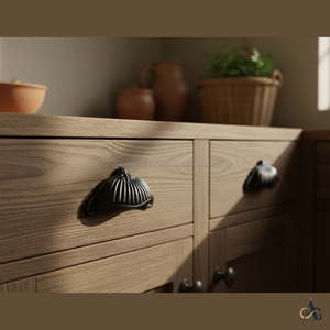 Flower Style <b>Black</b> Iron Adjustable <b>Drawer</b> Cup <b>Handle</b> Minimalist Cabinet Pull for Kitchen and Living Room Furniture - Product Image 6