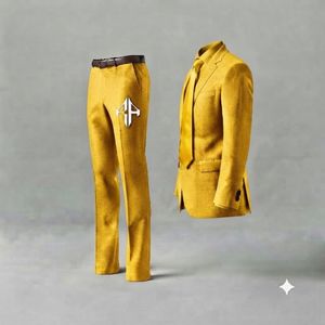 Pantalon de costume en velours pour homme, style italien, infroissable, respirant, avec fermeture boutonnée, design plat sur le devant, en viscose/polyester - Product Image 4