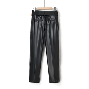 <b>Men's</b> <b>Leather</b> Mid Waist Lightweight Straight <b>Pants</b> Breathable Zipper Fly Logo Waist Light Wash Casual Winter Jeans - Product Image 2