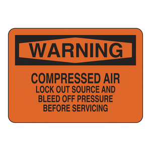 Panneau de sécurité Brady pour pré-servicage, avertissement de blocage d'air comprimé pour installations industrielles - Product Image 2