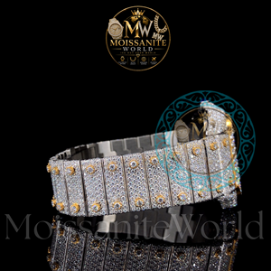 Montre-bracelet élégante en alliage de quartz avec boîtier carré, cadran de 42 mm, bracelet de 20 mm, aiguille en moissanite couleur D VVS1, montre de luxe de précision pour les soirées - Product Image 3