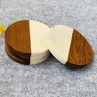 Set de table rond réutilisable en marbre et bois, léger, bicolore, taille personnalisée pour la décoration de table à la maison, à l'hôtel ou au bar