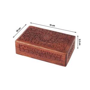 AL MALIK CRAFT Wooden Storage <b>Box</b> Rectangular Gray White <b>Floral</b> Inlay Pattern Jewelry Organizers for Necklace Ring 0-1L Capacity - Product Image 3