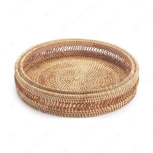 NEST & <b>SERVE</b> Woven Dinner Tray <b>Set</b> of 2, Table Bamboo Rattan Tray Food Fruit Storage - Product Image 3