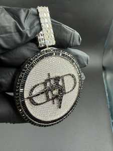 Pendentif rond en moissanite noir et blanc, médaillon serpent, luxe, hip-hop, argent sterling 925, bijoux fins, pendentifs et breloques - Product Image 4