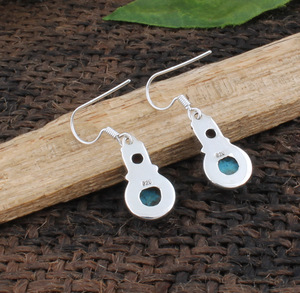 Pendientes de Cobre Azul Natural con Turquesa y Granate Rojo, Plata de Ley 925, Pendientes Colgantes Azules Mohave, Fabricante Mayorista de Joyería - Product Image 5